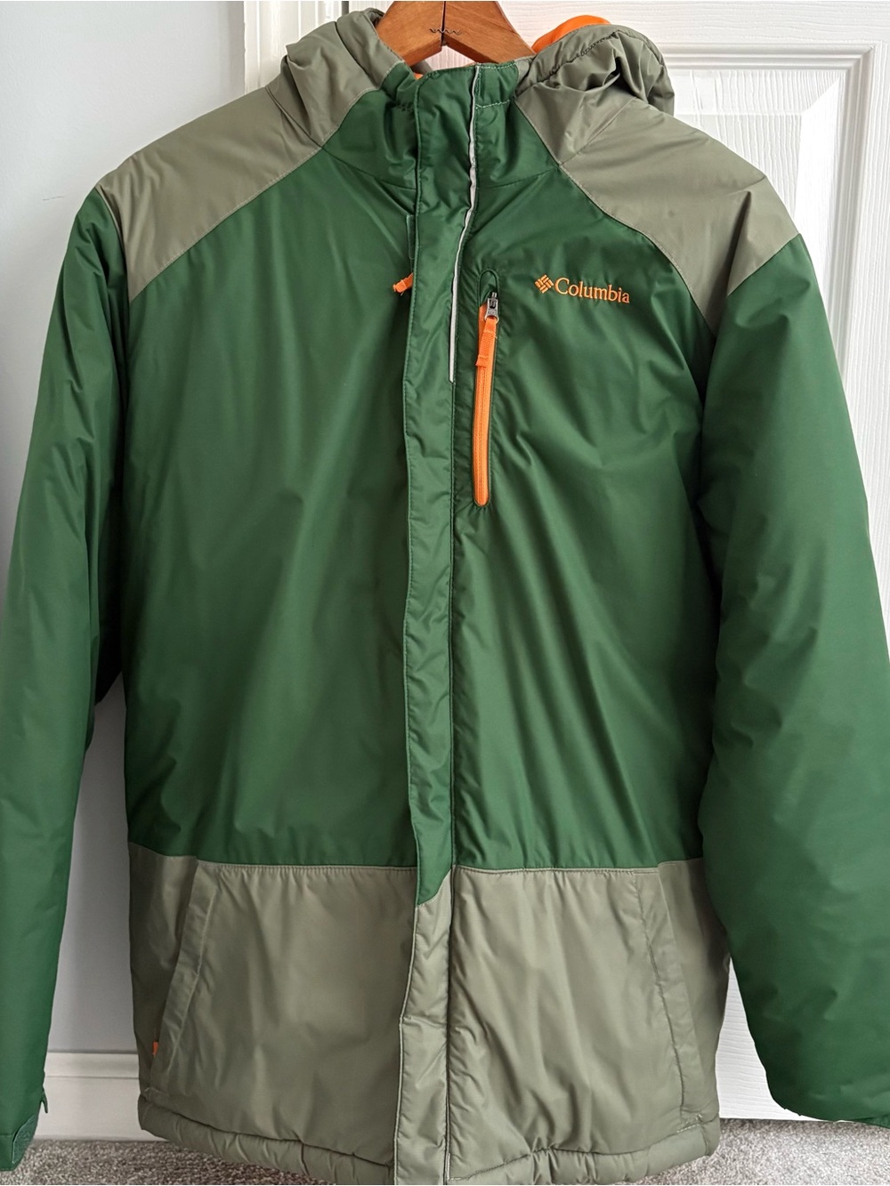 Columbia Boy’s Green Orange Hooded Insulated Ski Jacket Sz XL